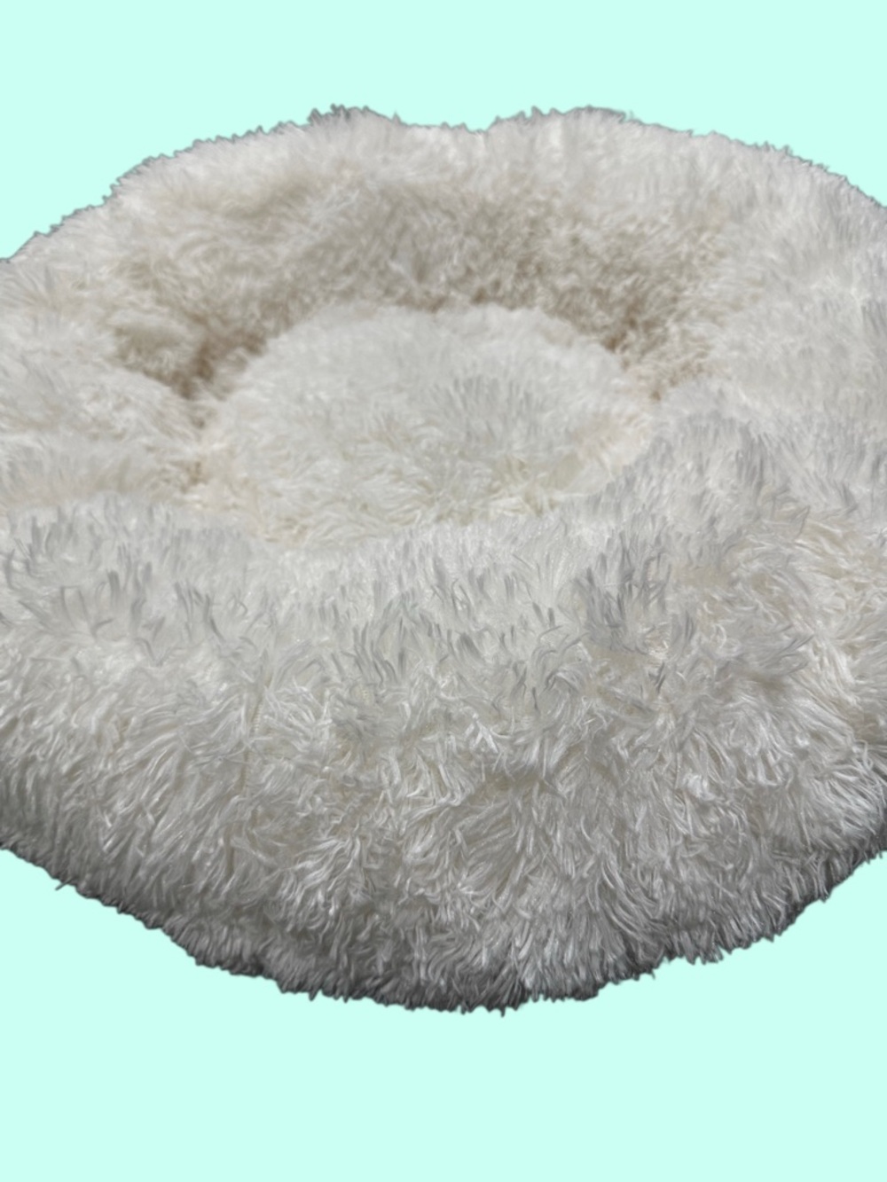 Dog Bed Cozy White Plush Donut cat bed pet bed fluffy friend for your pet 23” W - Picture 3 of 14